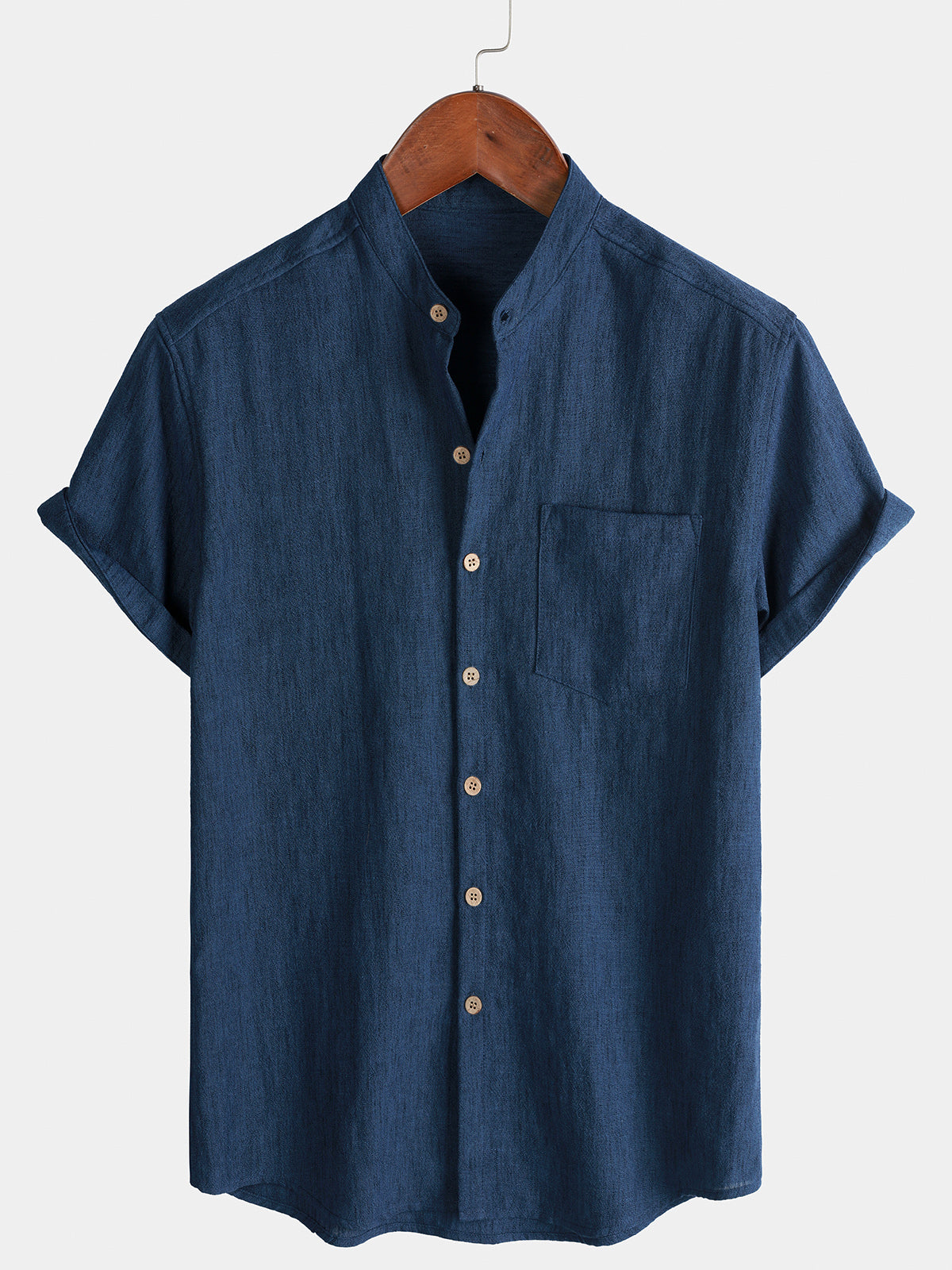 Solid Henley Summer Short Sleeve Shirt