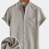 Solid Henley Summer Short Sleeve Shirt