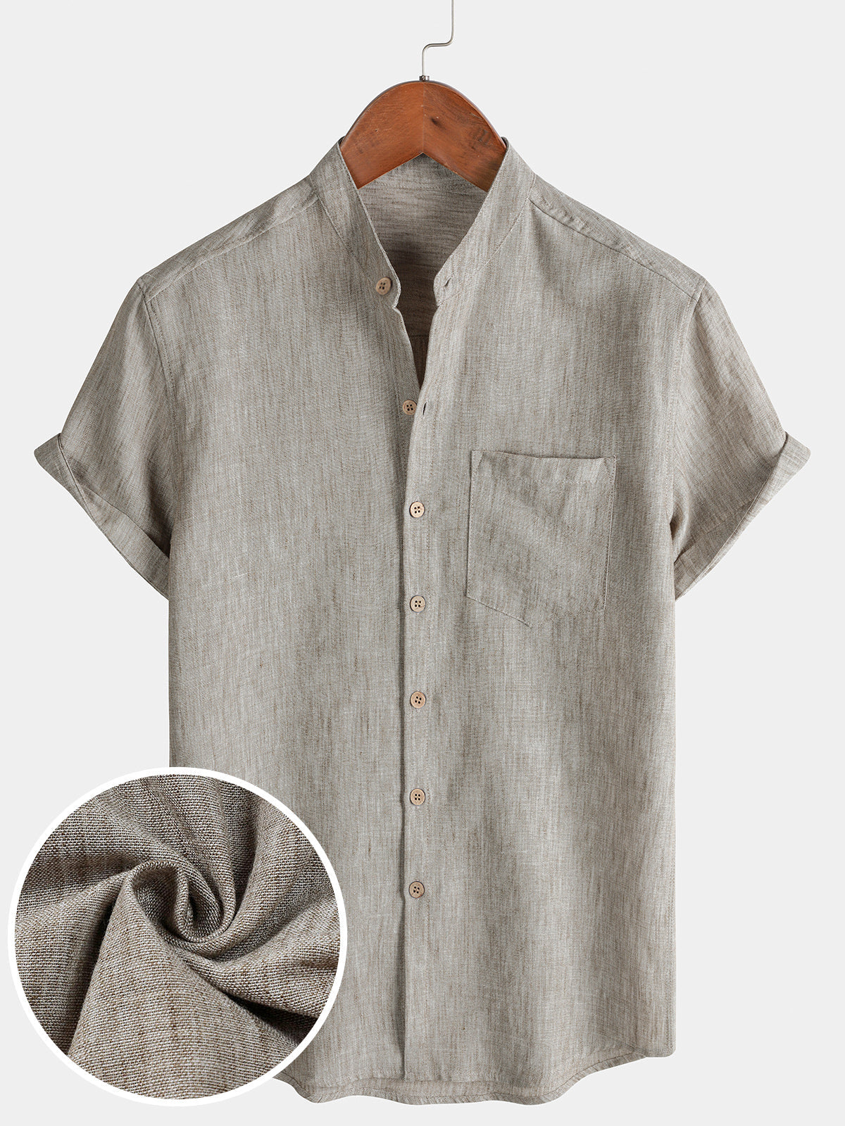 Solid Henley Summer Short Sleeve Shirt