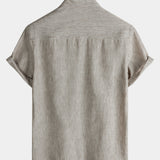 Solid Henley Summer Short Sleeve Shirt