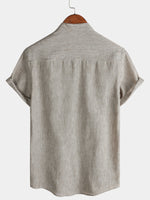 Solid Henley Summer Short Sleeve Shirt