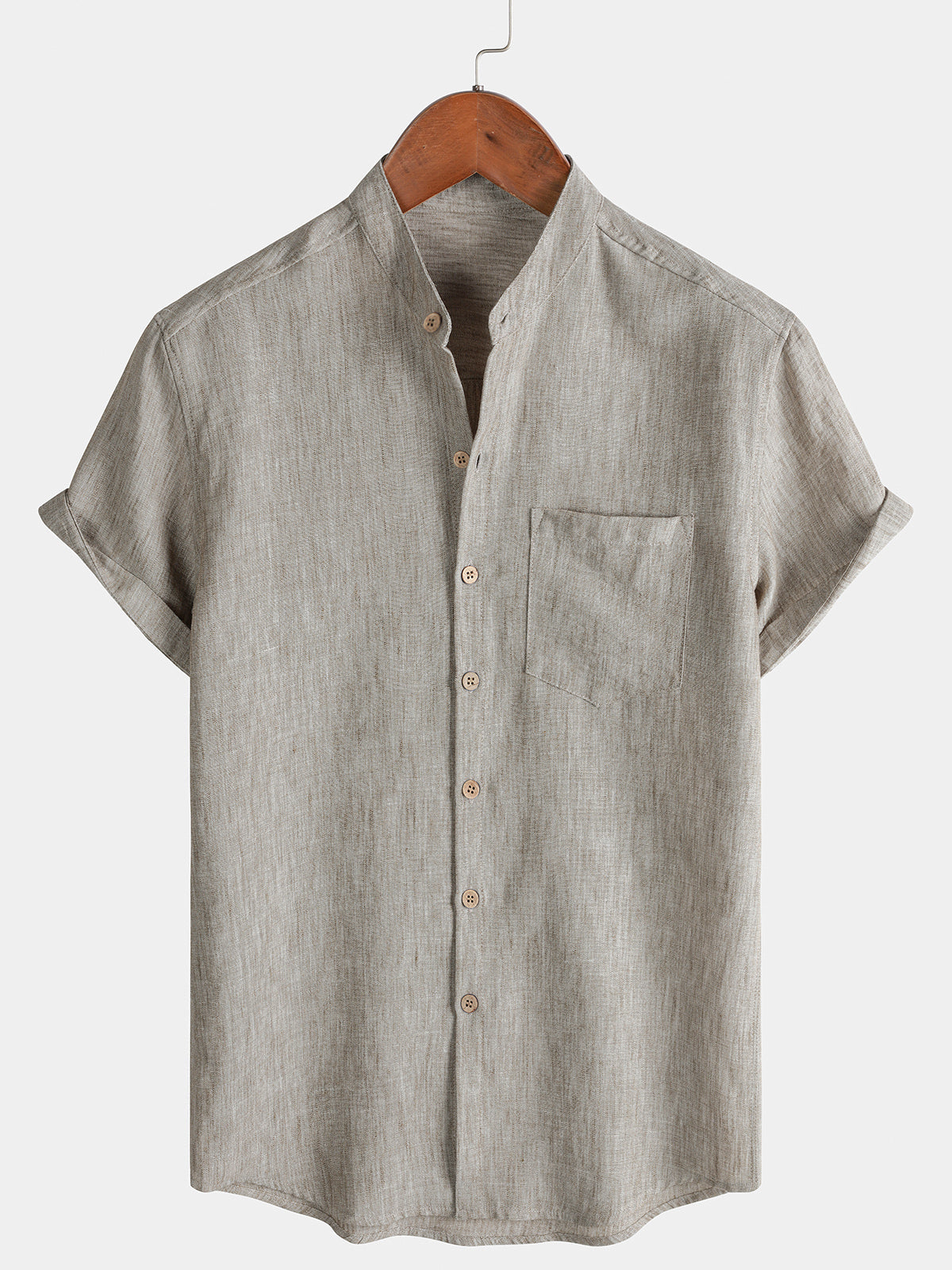Solid Henley Summer Short Sleeve Shirt