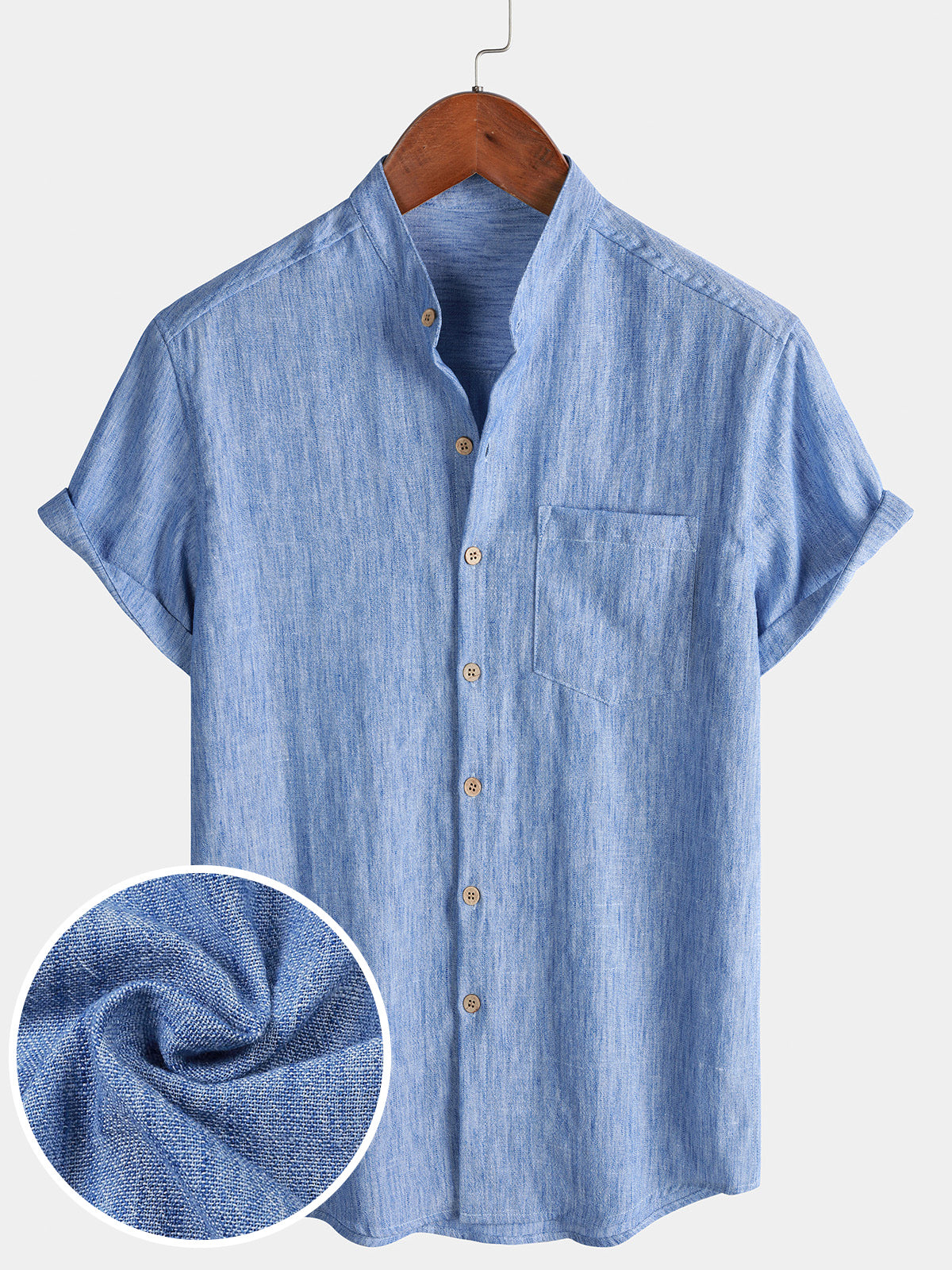 Solid Henley Summer Short Sleeve Shirt