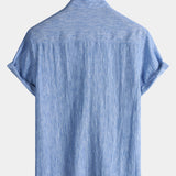 Solid Henley Summer Short Sleeve Shirt