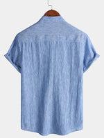 Solid Henley Summer Short Sleeve Shirt