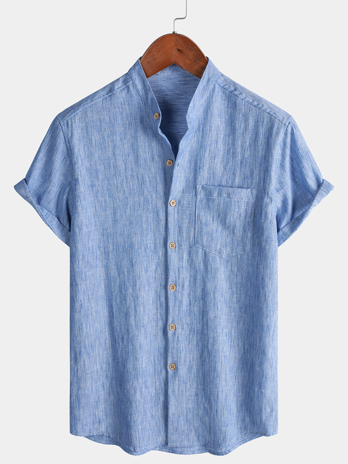 Solid Henley Summer Short Sleeve Shirt