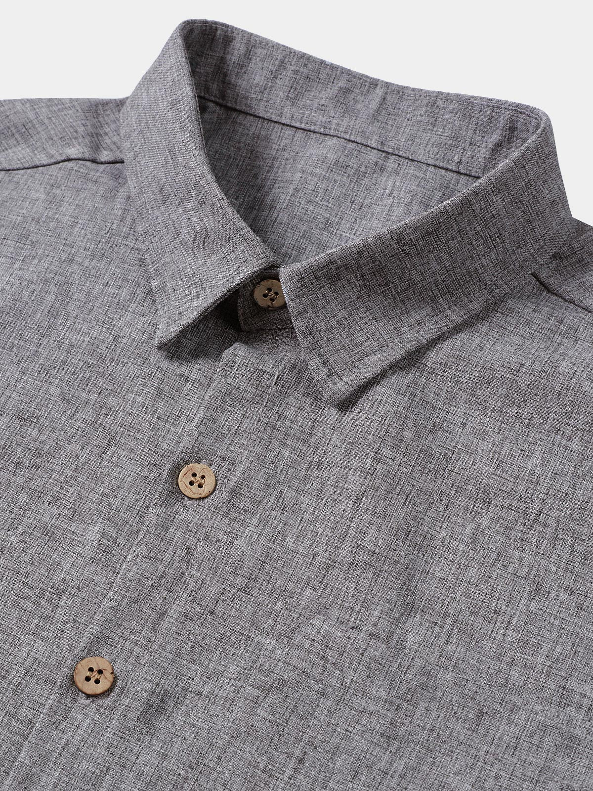 Solid Buttoned Relaxed Short Sleeve Shirt