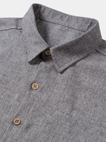 Solid Buttoned Relaxed Short Sleeve Shirt
