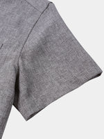 Solid Buttoned Relaxed Short Sleeve Shirt