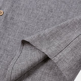 Solid Buttoned Relaxed Short Sleeve Shirt