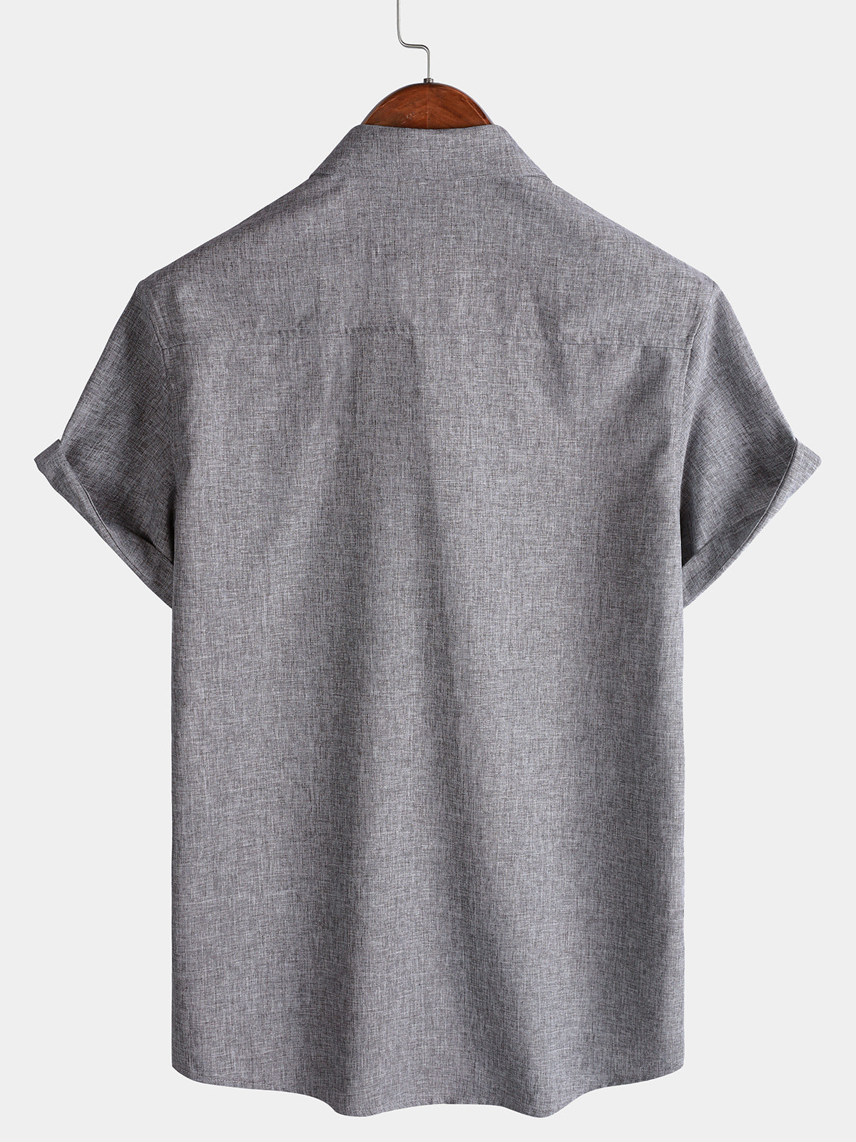 Solid Buttoned Relaxed Short Sleeve Shirt