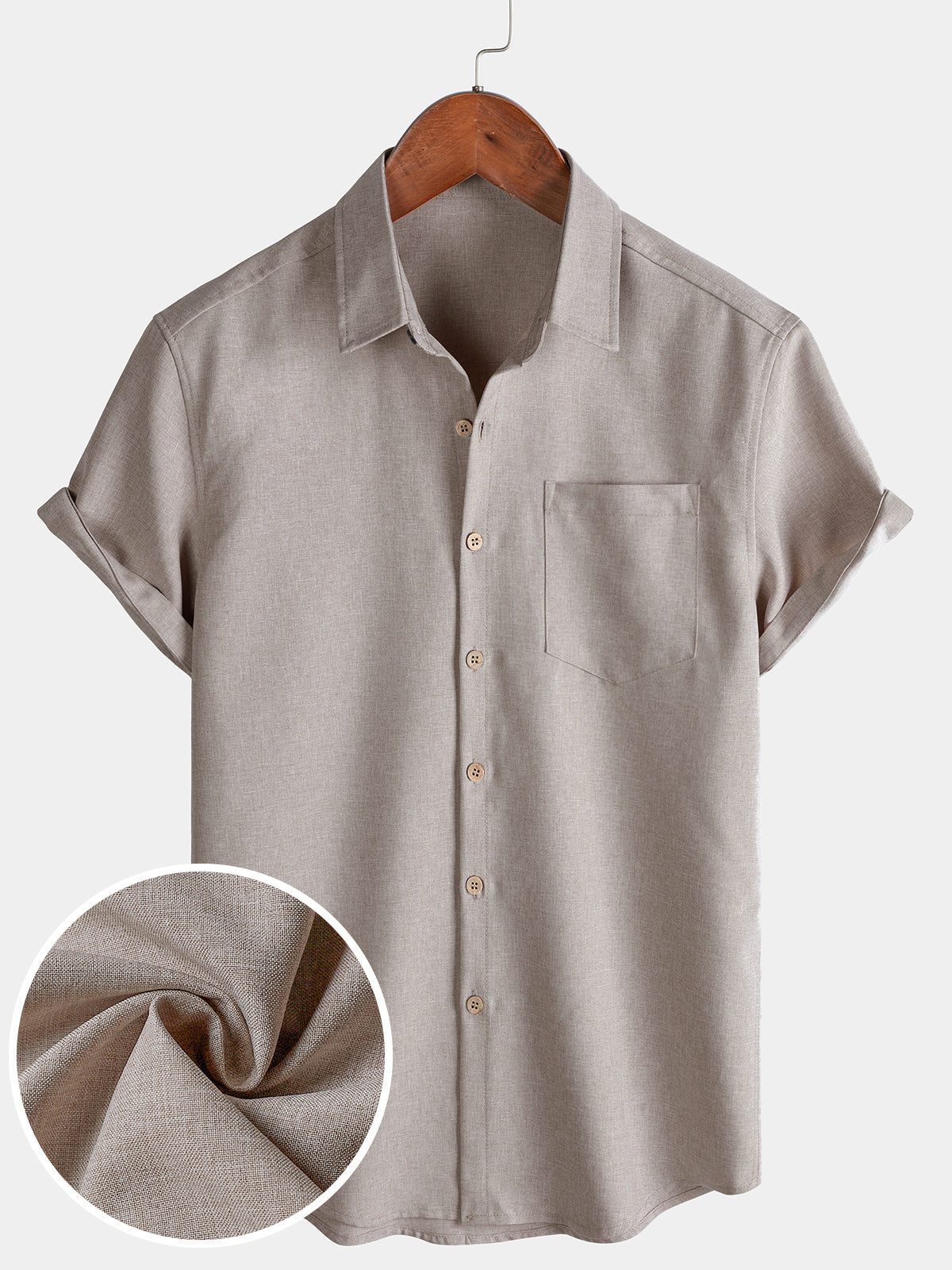 Solid Buttoned Relaxed Short Sleeve Shirt