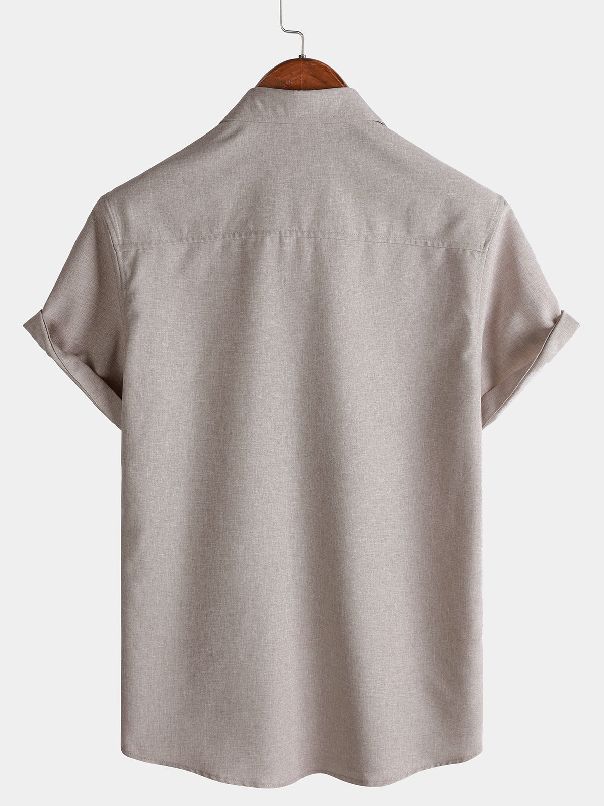 Solid Buttoned Relaxed Short Sleeve Shirt