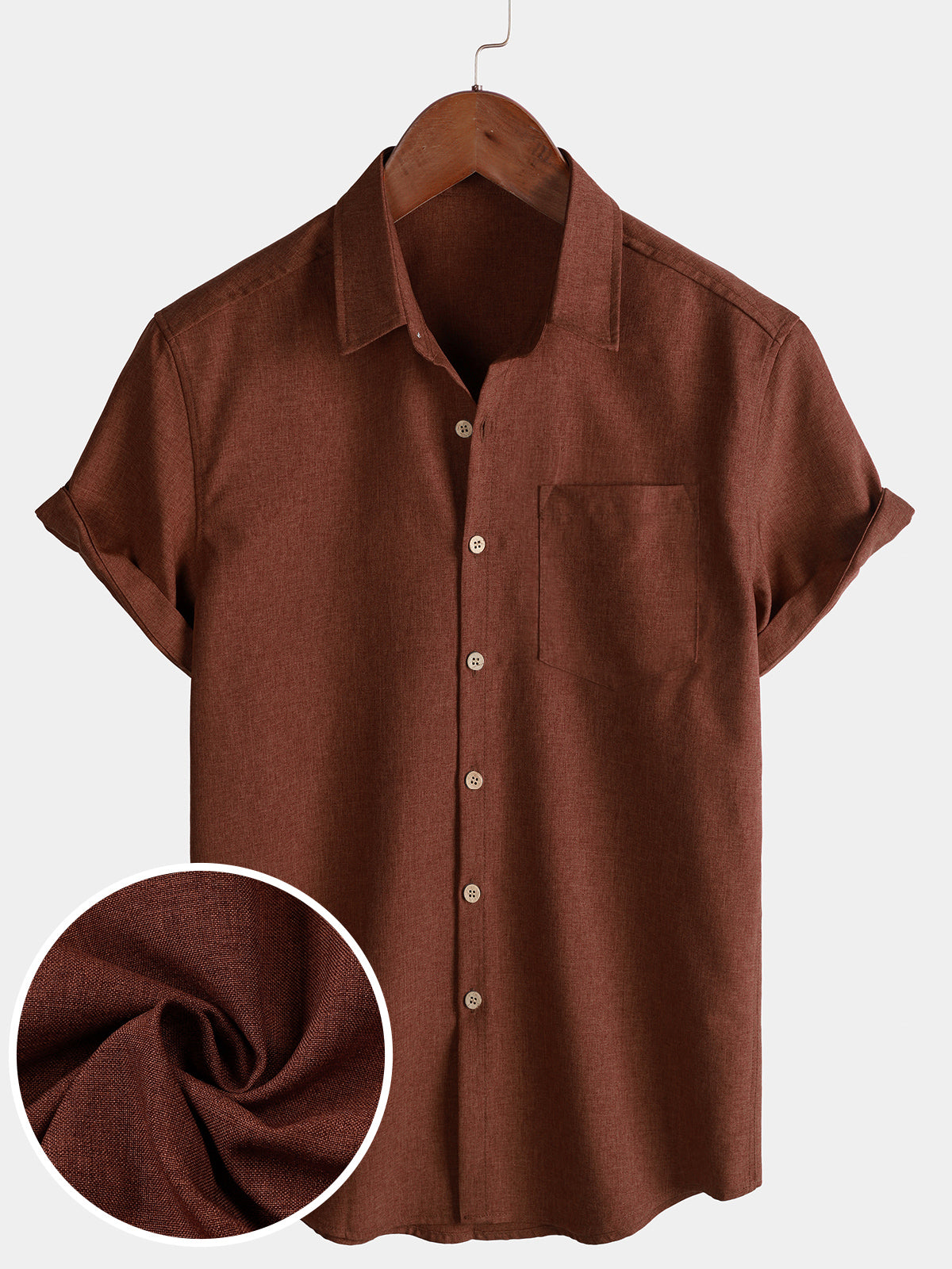 Solid Buttoned Relaxed Short Sleeve Shirt