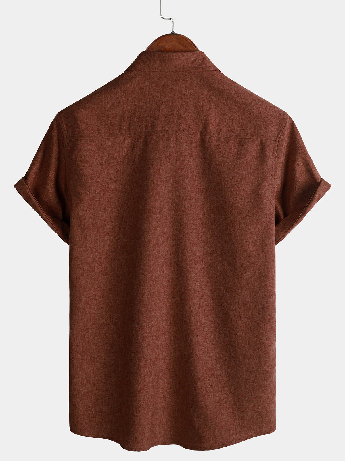 Solid Buttoned Relaxed Short Sleeve Shirt