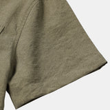 Solid Mandarin Collar Short Tab Short Sleeve Shirt
