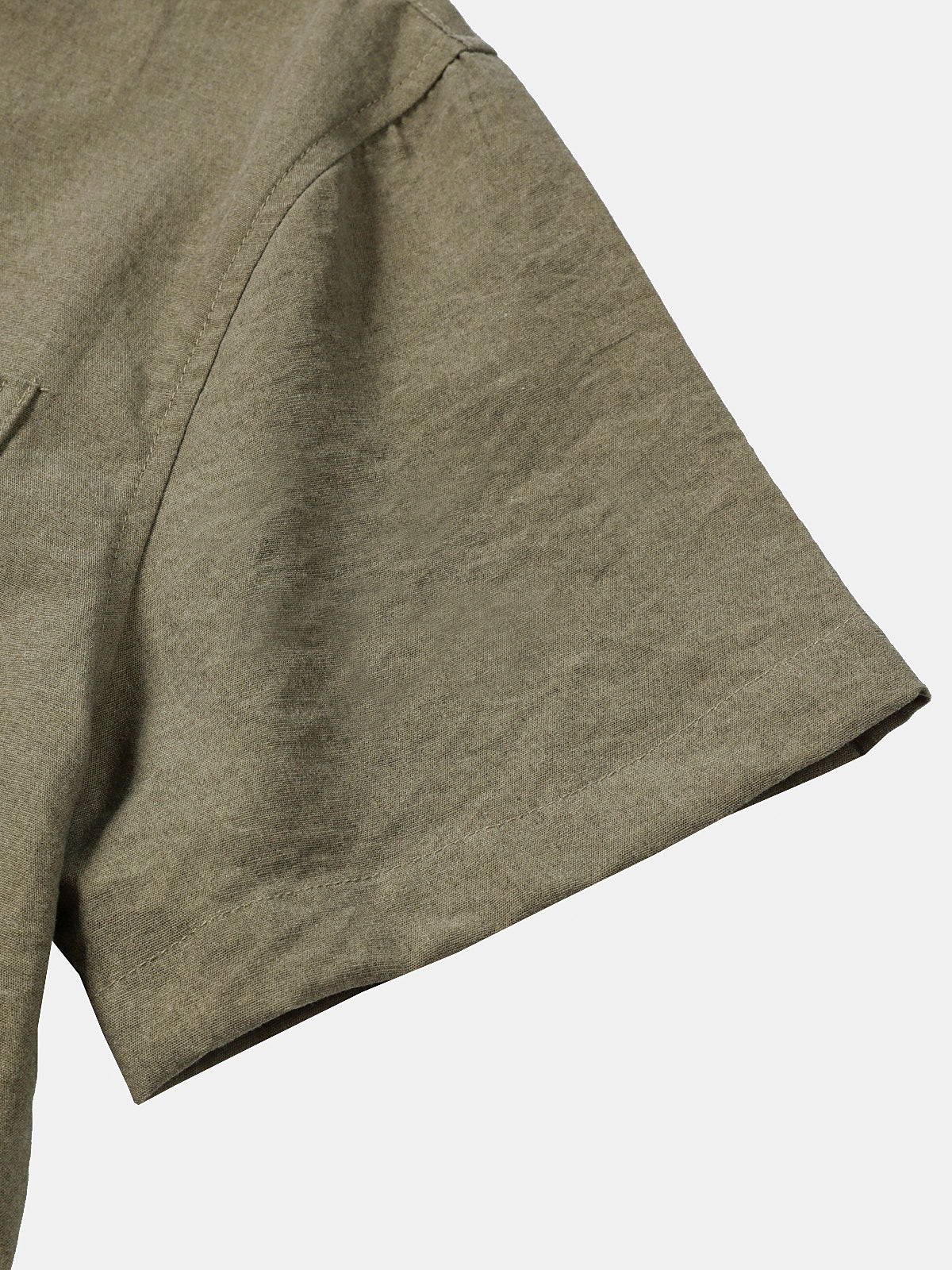 Solid Mandarin Collar Short Tab Short Sleeve Shirt