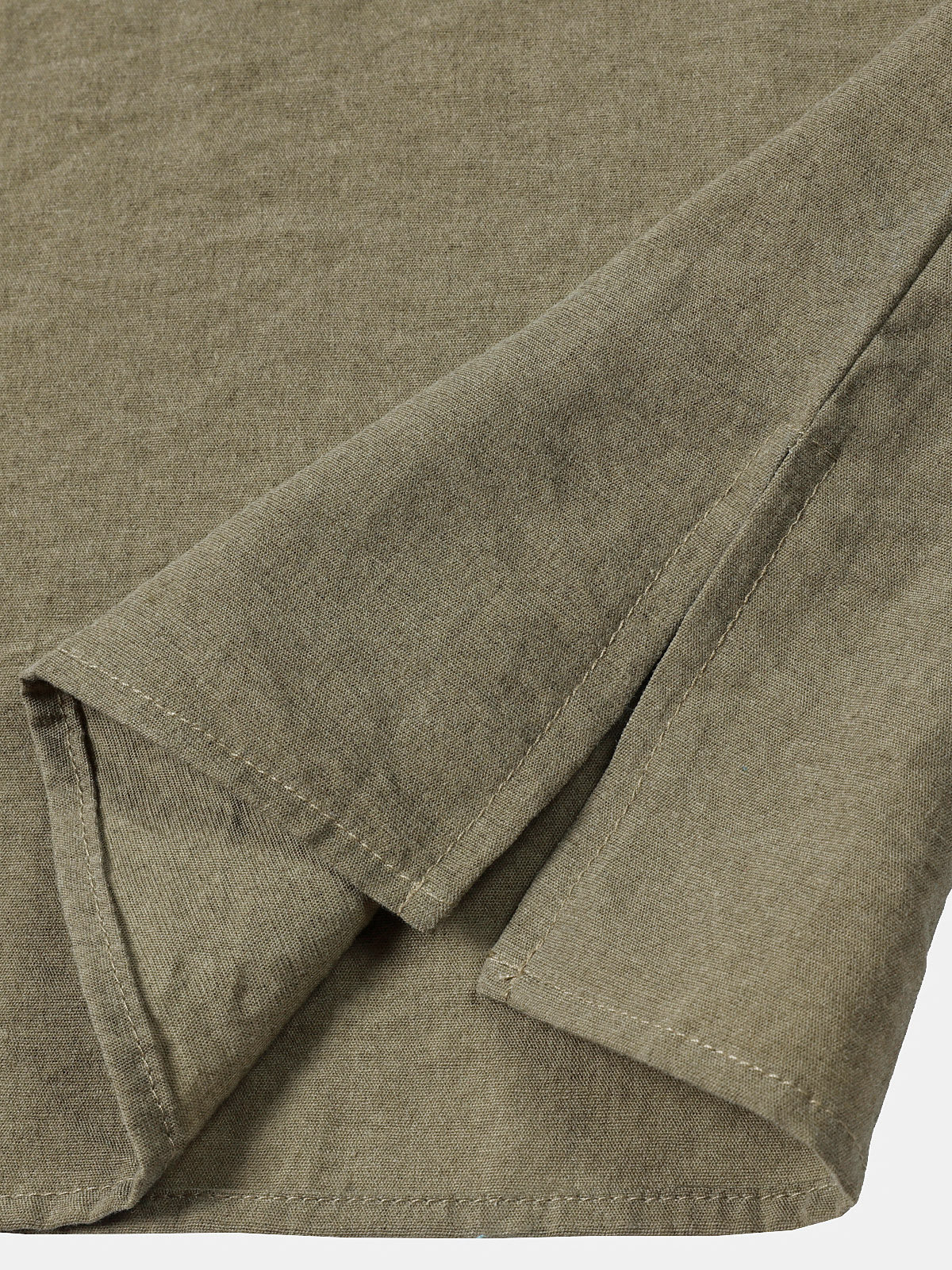 Solid Mandarin Collar Short Tab Short Sleeve Shirt