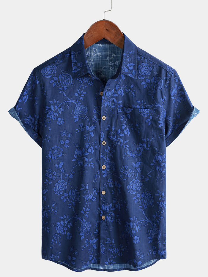 Vintage Blue Botanical Shirt