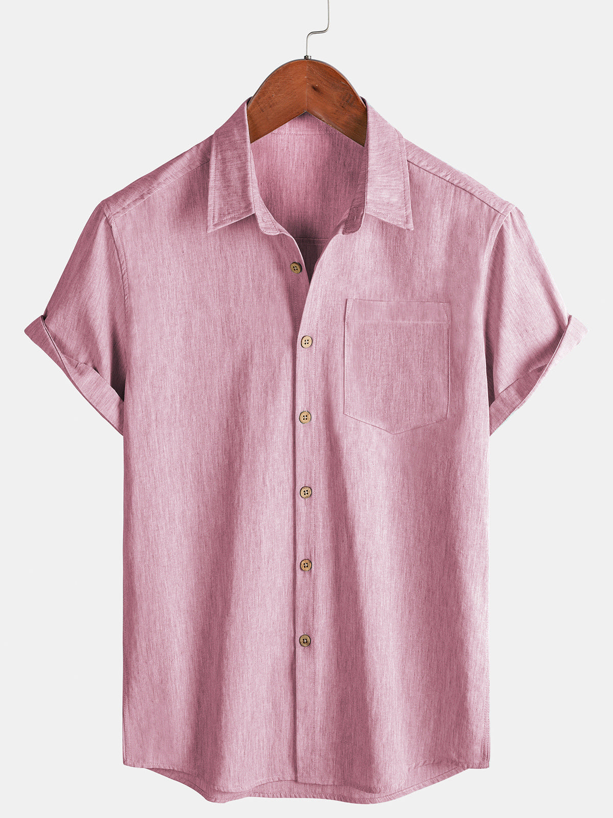 Comfort Solid Pink Short Sleeve Sport Shirt