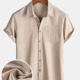 Comfort Solid Beige Short Sleeve Sport Shirt