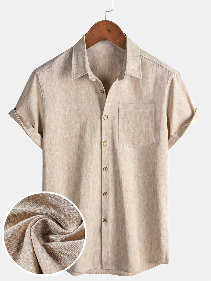 Comfort Solid Beige Short Sleeve Sport Shirt