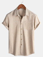 Comfort Solid Beige Short Sleeve Sport Shirt