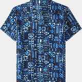 Blue and Black Geometric Beach Shirt