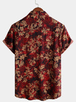 Vintage Floral Hawaiian Summer Short-Sleeve Shirt