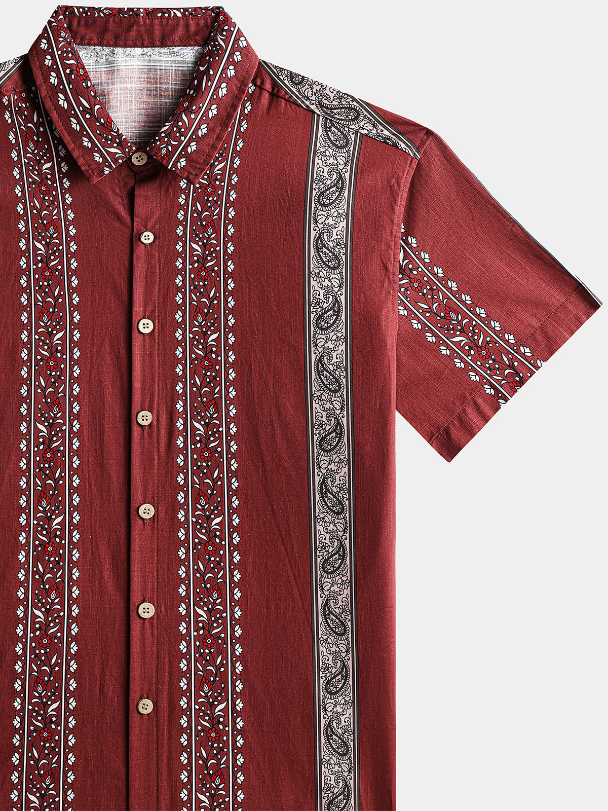 Hawaiian Retro Paisley Stripe Pattern Vacation Shirt