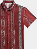 Hawaiian Retro Paisley Stripe Pattern Vacation Shirt