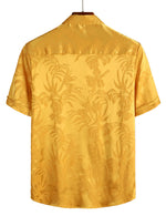 Men's Short Cotton Shirt with Flowers and Buttons, Summer Jacquard