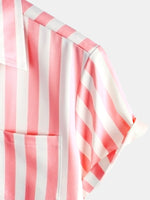Aloha Hawaiian Short Sleeve Shirt with Pink and White Palm Print