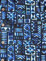 Blue and Black Geometric Beach Shirt
