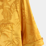 Men's Short Cotton Shirt with Flowers and Buttons, Summer Jacquard