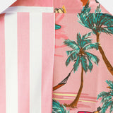 Aloha Hawaiian Short Sleeve Shirt with Pink and White Palm Print