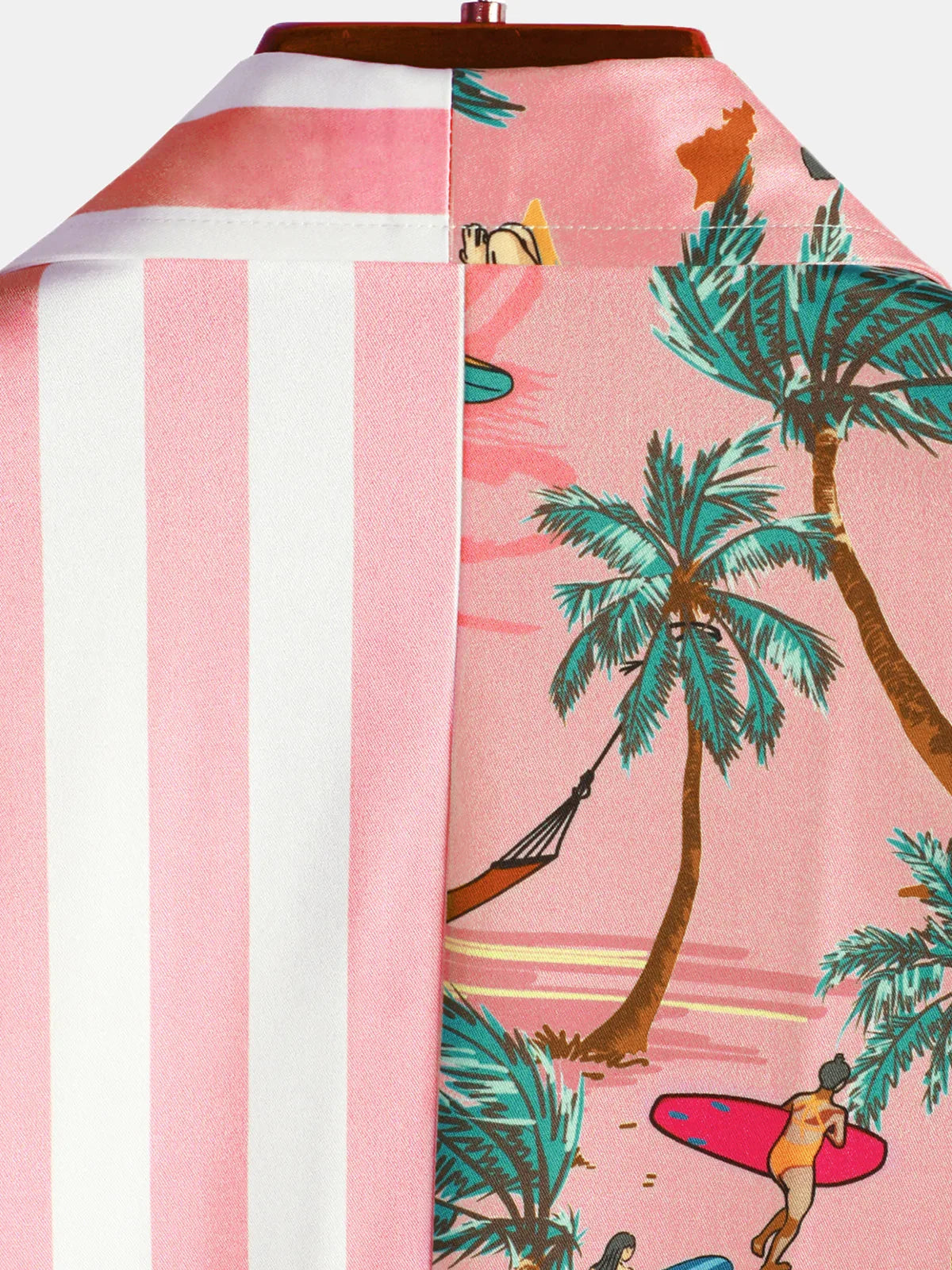 Aloha Hawaiian Short Sleeve Shirt with Pink and White Palm Print