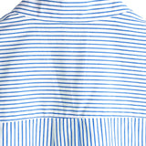 Men's Cotton Shirt with High Collar in Solid Color and Short Sleeve in Classic Vertical Stripes