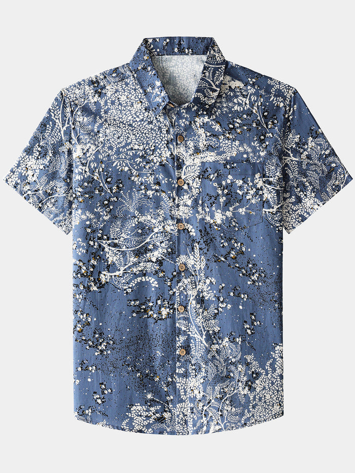Artistic Floral Short-Sleeve Shirt