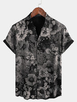Hawaiian Short-Sleeve Button Shirt, Vintage Style, Floral Motif, for Summer Vacation