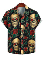 Hawaiian Shirt with Short Sleeves, Skull Pattern for Men