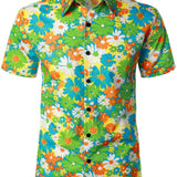 Cotton Hawaiian Shirt with Buttons for Men