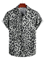 Short Sleeve Shirt with White Leopard Print for Men