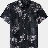 Vintage Hawaiian Geometric Pattern Vacation Beach Shirt