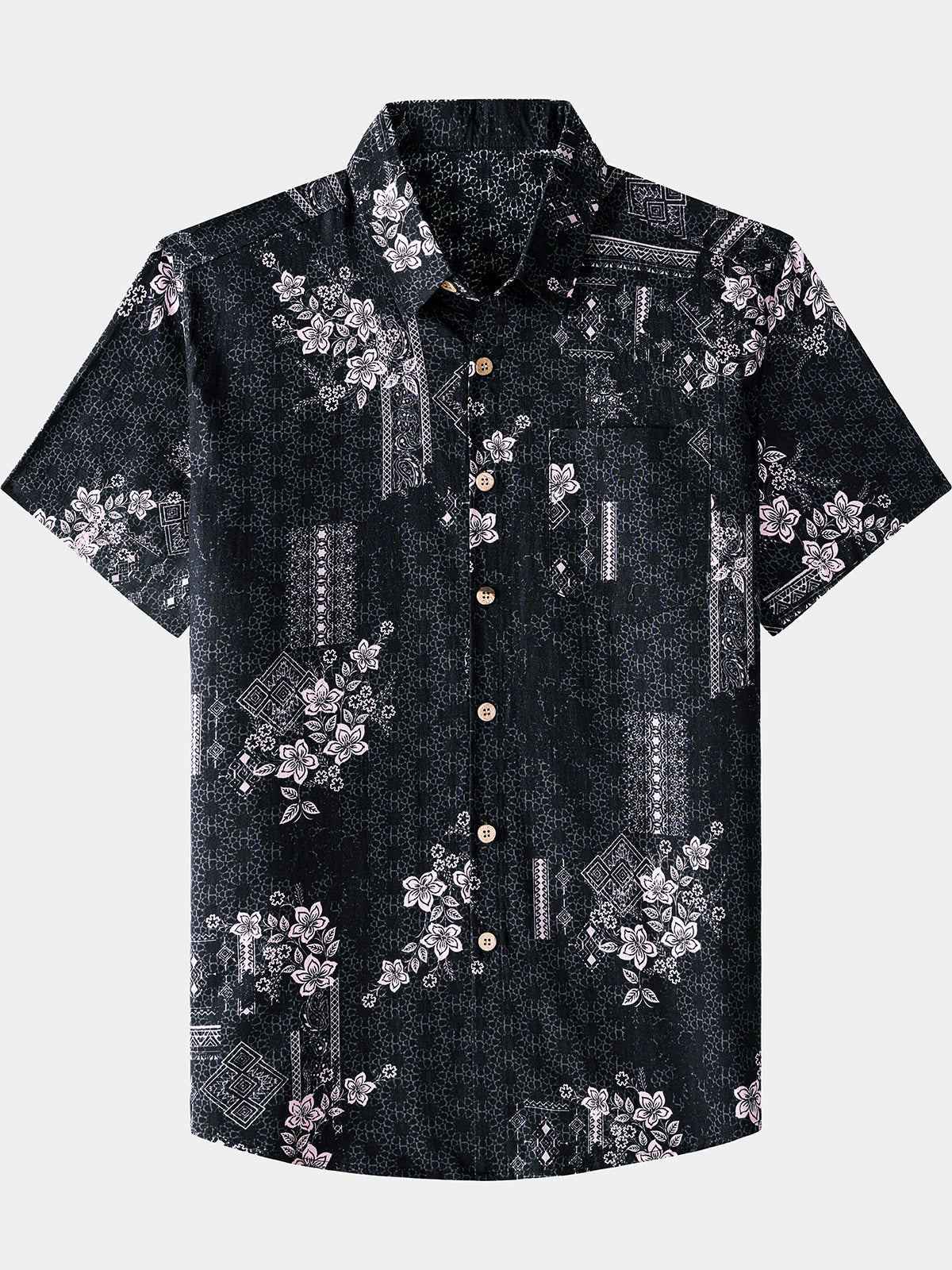 Vintage Hawaiian Geometric Pattern Vacation Beach Shirt
