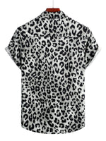 Short Sleeve Shirt with White Leopard Print for Men