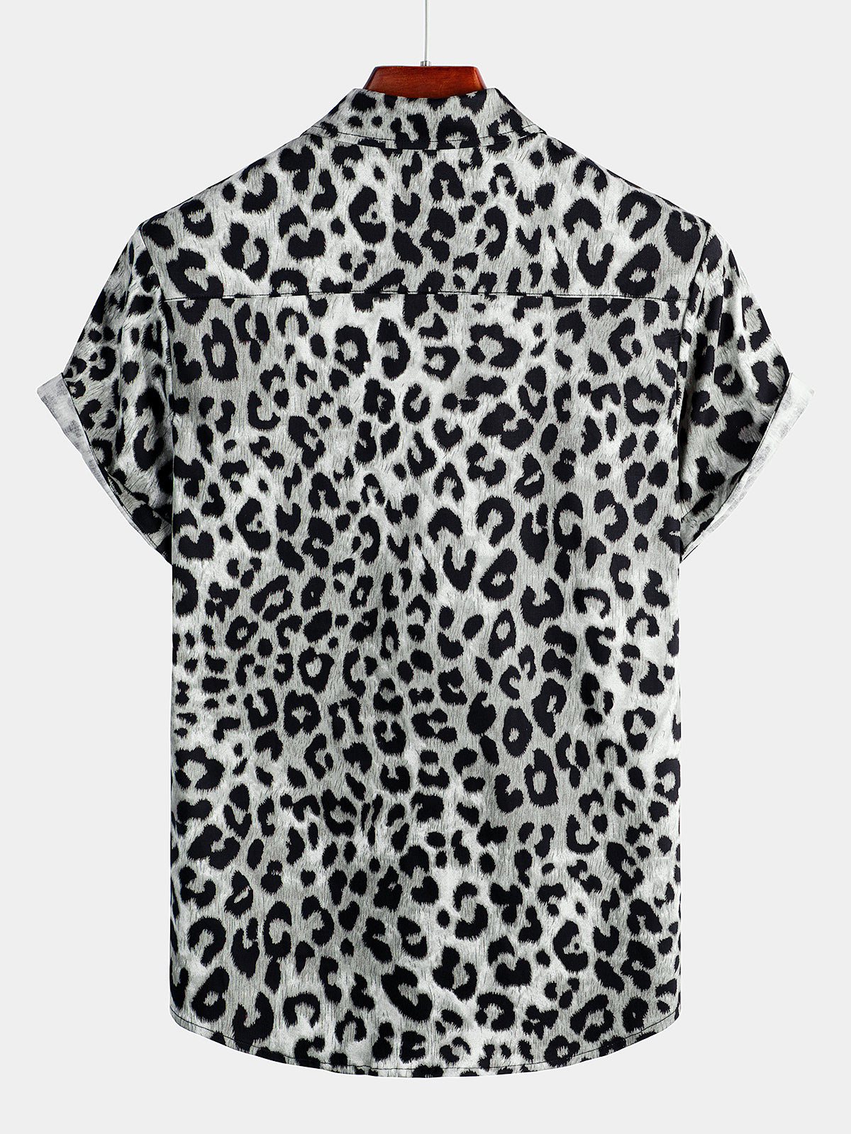 Casual Shirt, Short Sleeves, White Leopard Cheetah Rock Print