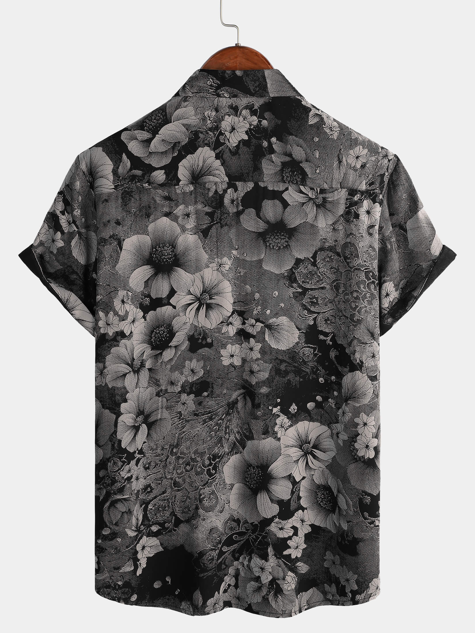 Hawaiian Short-Sleeve Button Shirt, Vintage Style, Floral Motif, for Summer Vacation