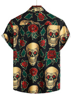 Hawaiian Shirt with Short Sleeves, Skull Pattern for Men