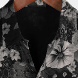 Hawaiian Short-Sleeve Button Shirt, Vintage Style, Floral Motif, for Summer Vacation